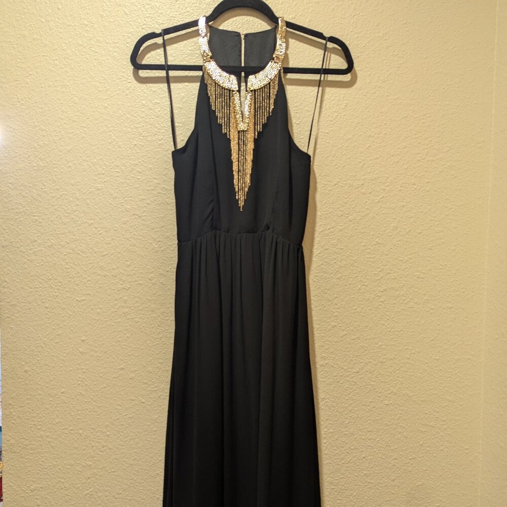 NWT H&M Studio Black Flowy Chiffon Maxi Dress Size 8 - Picture 4 of 9